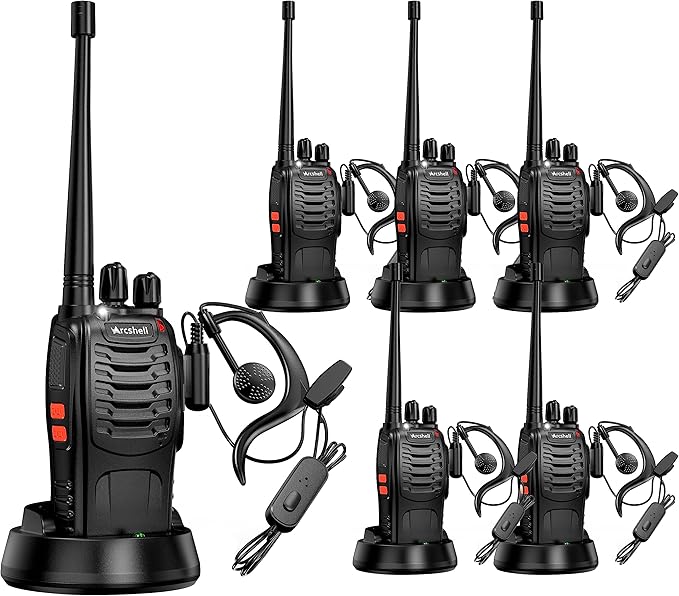 Rechargeable Long Range Two-way Radios with Earpiece 6 AR-5 Walkie