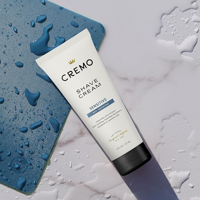 Cremo Sensitive Shave Cream, Astonishingly Superior Ultra-Slick Shaving Cream for Men, Fights Nicks, Cuts and Razor Burn, 6 Fl Oz
