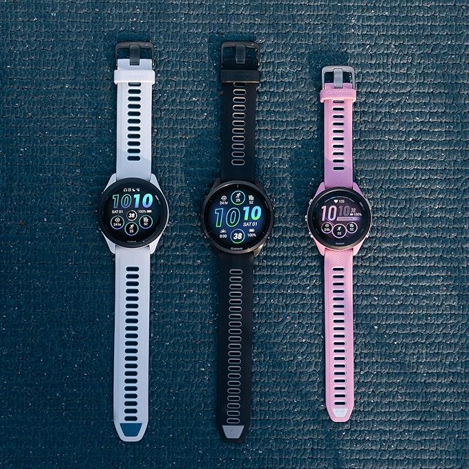 Garmin Forerunner 265S (Light Pink/Whitestone) Running GPS Smartwatch | Colorful AMOLED Display, Training Metric, & Recovery Insights | Gift Bundle with HD Screen Protectors, Wall Adapter & Hard Case