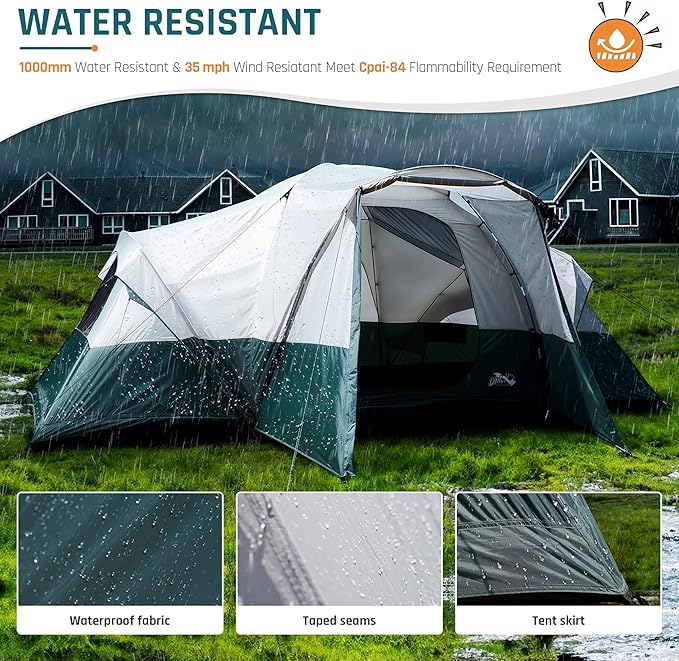 6/8/10/11 Person Camping Tent with Porch