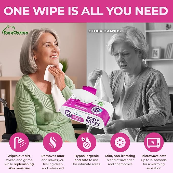 XL Bath Wipes for Adults Bathing No Rinse (4pk) - 200 Count + 8 16ravel Wipes - 9"x12" Disposable Washcloths for Adults - Surgery Recovery Supplies, Elderly Incontinence & Health Care Products