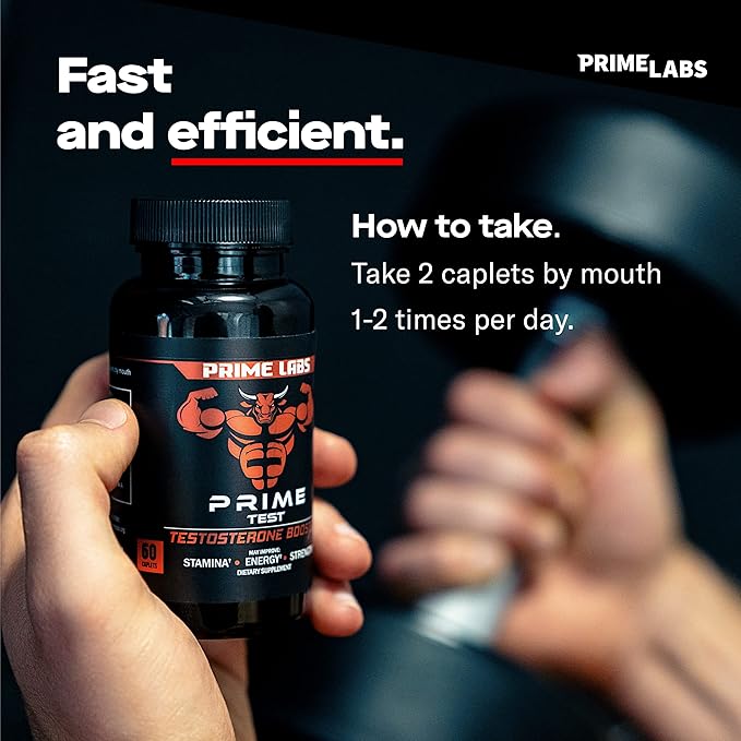 Prime Labs Men's Testosterone Booster (2-Pack) - Stamina, Endurance, & Strength - 120 Caplets