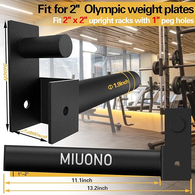 Weight Plate Holder, Weight Plate Rack Storage for 2X2 Power Rack Attachments, Extended Version Hang More 2" Weight Plates (1 Pair)