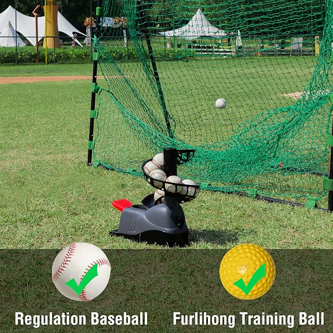Furlihong 898BH Baseball Soft Toss Machine, Angle Adjustable, Step On Paddle and Release to Launch, No Power Supply Needed, Works with Regulation Baseball