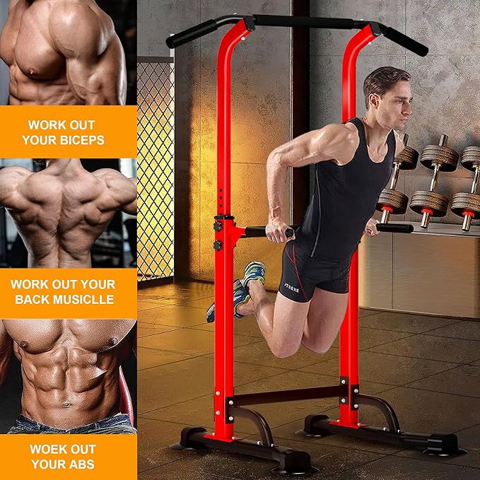 DlandHome Power Tower Dip Station Pull Up Bar