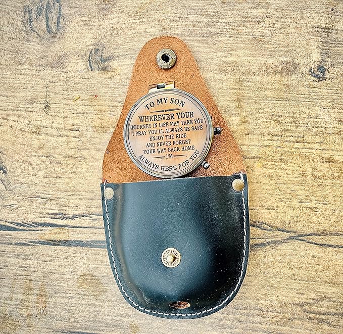 Antique Compass with Case for Camping and Hiking