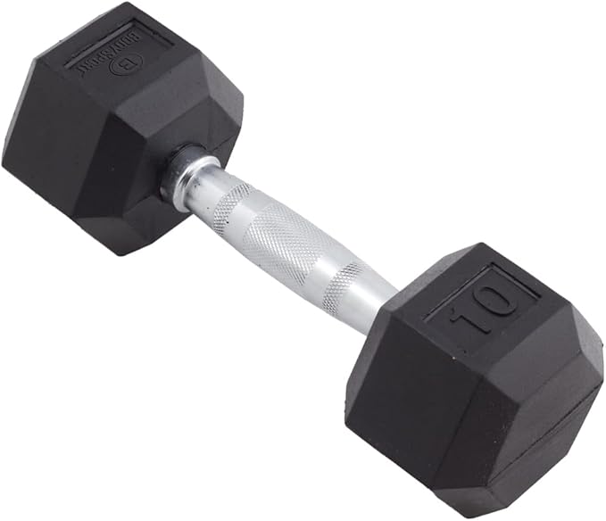 Body Sport Rubber Encased Hex Dumbbell Weight, Single – Dumbbells for Exercises – Strength Training Equipment – Home Gym Accessories – Weight Training