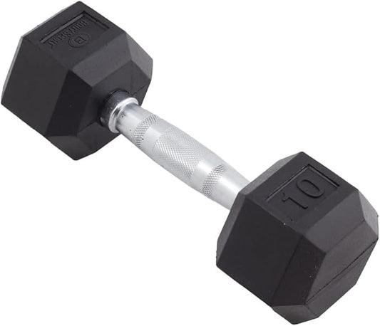 Body Sport Rubber Encased Hex Dumbbell Weight, Single – Dumbbells for Exercises – Strength Training Equipment – Home Gym Accessories – Weight Training