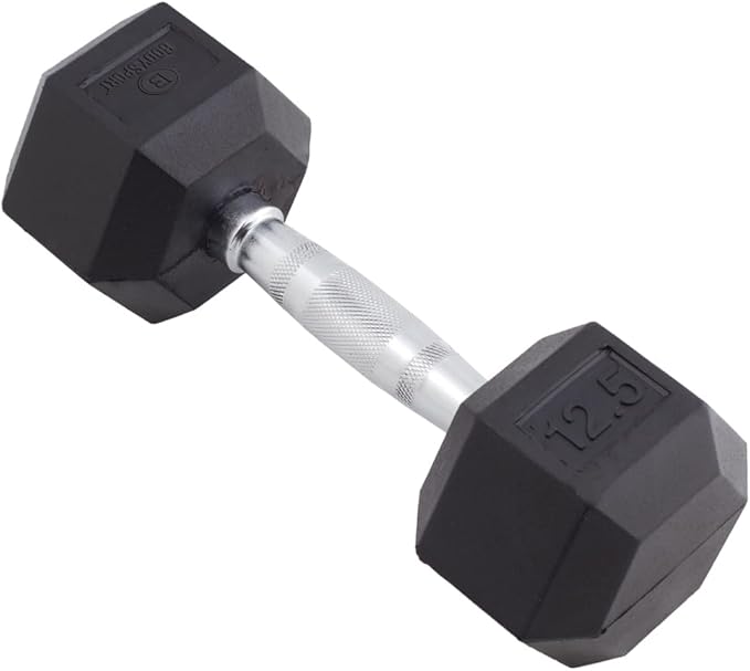 Body Sport Rubber Encased Hex Dumbbell Weight, Single – Dumbbells for Exercises – Strength Training Equipment – Home Gym Accessories – Weight Training
