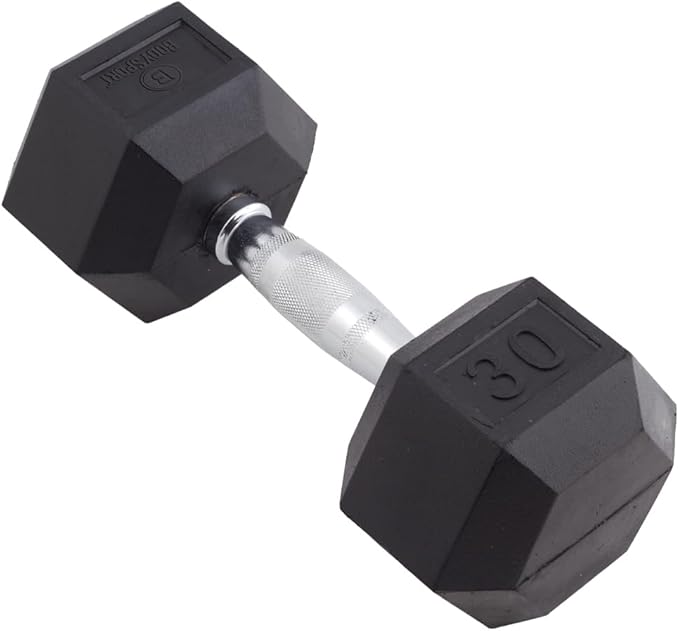 Body Sport Rubber Encased Hex Dumbbell Weight, Single – Dumbbells for Exercises – Strength Training Equipment – Home Gym Accessories – Weight Training