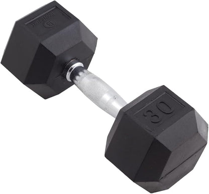 Body Sport Rubber Encased Hex Dumbbell Weight, Single – Dumbbells for Exercises – Strength Training Equipment – Home Gym Accessories – Weight Training