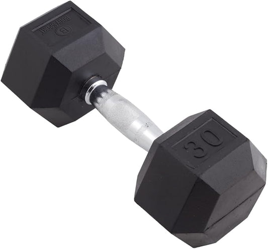 Body Sport Rubber Encased Hex Dumbbell Weight, Single – Dumbbells for Exercises – Strength Training Equipment – Home Gym Accessories – Weight Training