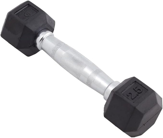 Body Sport Rubber Encased Hex Dumbbell Weight, Single – Dumbbells for Exercises – Strength Training Equipment – Home Gym Accessories – Weight Training