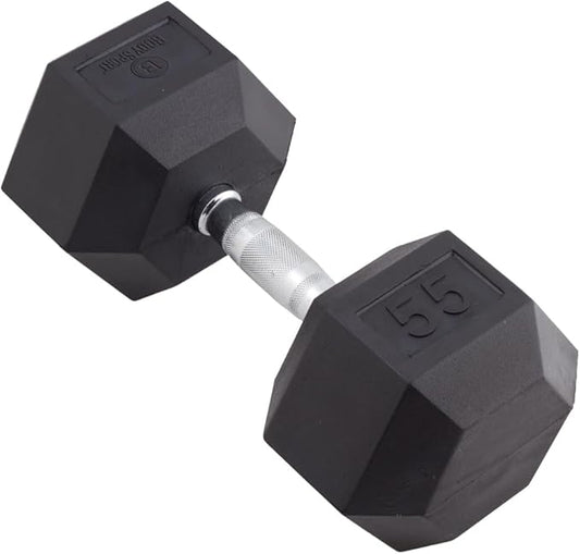 Body Sport Rubber Encased Hex Dumbbell Weight, Single – Dumbbells for Exercises – Strength Training Equipment – Home Gym Accessories – Weight Training