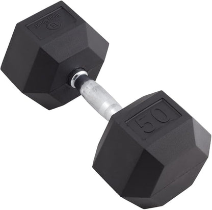 Body Sport Rubber Encased Hex Dumbbell Weight, Single – Dumbbells for Exercises – Strength Training Equipment – Home Gym Accessories – Weight Training