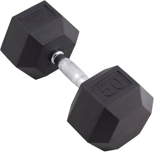 Body Sport Rubber Encased Hex Dumbbell Weight, Single – Dumbbells for Exercises – Strength Training Equipment – Home Gym Accessories – Weight Training
