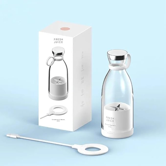 Portable Blender, Fashion Portable Blender for Shakes and Smoothies 11.8 Oz, Magnetic USB Fast Charging Mini Fresh Juice Mixer Bottle, Take It for Traveling, Outdoor, Gym, Office, (white)