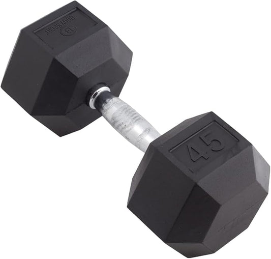 Body Sport Rubber Encased Hex Dumbbell Weight, Single – Dumbbells for Exercises – Strength Training Equipment – Home Gym Accessories – Weight Training