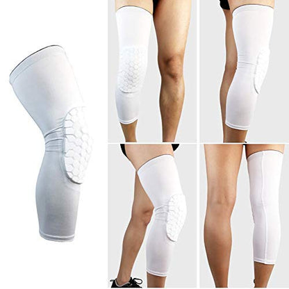 PISIQI Knee Pads Compression Pads Long Leg Sleeve Collision Avoidance Brace Protection Knee Sleeve for Basketball Football Volleyball Cycling (1 Pair)