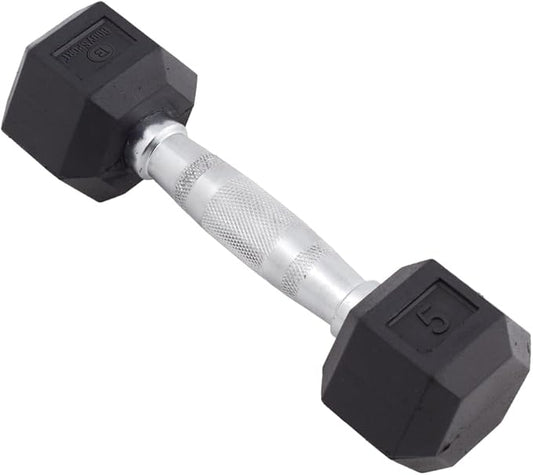 Body Sport Rubber Encased Hex Dumbbell Weight, Single – Dumbbells for Exercises – Strength Training Equipment – Home Gym Accessories – Weight Training