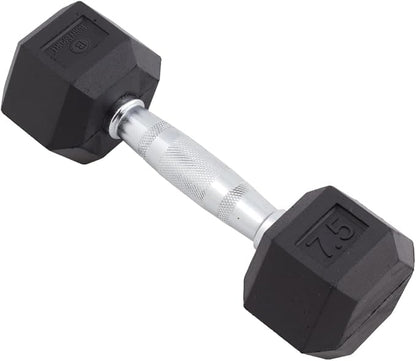 Body Sport Rubber Encased Hex Dumbbell Weight, Single – Dumbbells for Exercises – Strength Training Equipment – Home Gym Accessories – Weight Training