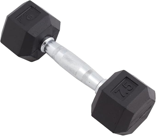 Body Sport Rubber Encased Hex Dumbbell Weight, Single – Dumbbells for Exercises – Strength Training Equipment – Home Gym Accessories – Weight Training