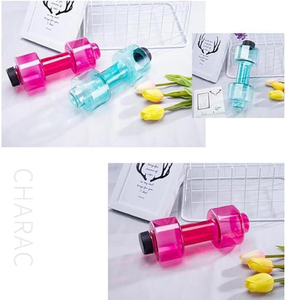 2pcs Dumbbell Shaped Water-Filled Dumbbells Clear Cups Sports Water Bottle for Sports Fitness Gym Training Men Women
