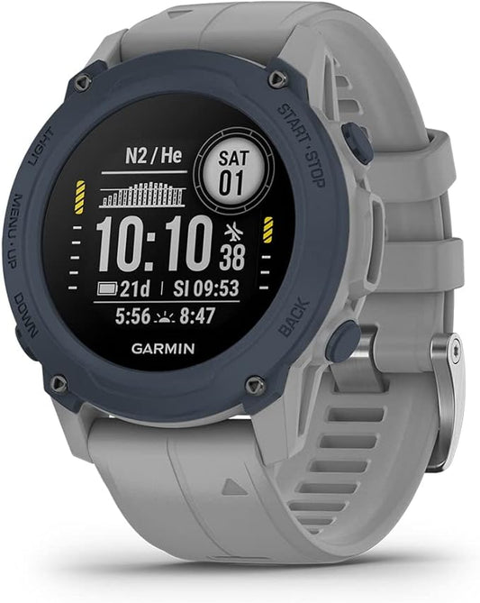 PlayBetter Garmin Descent G1 (Powder Gray) Dive Computer Watch Gift Box Bundle - Rugged Smart Watch with Compass & Depth Sensor, Surface & Exit Points - Includes Charger, Wall Adapter & Hard Case