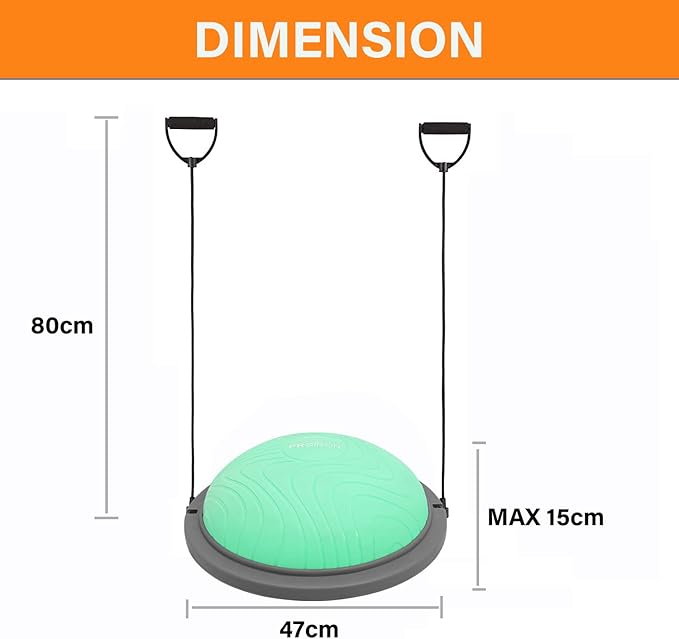 PROIRON Balance Ball Trainer - Air Dome Half Ball with Resistance Bands & Nonslip Base - 660lbs Capacity - Ideal for Yoga & Exercise