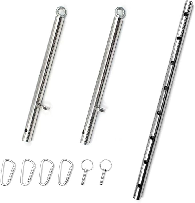 Silver Pilates Spreader Bar 4 Rings,