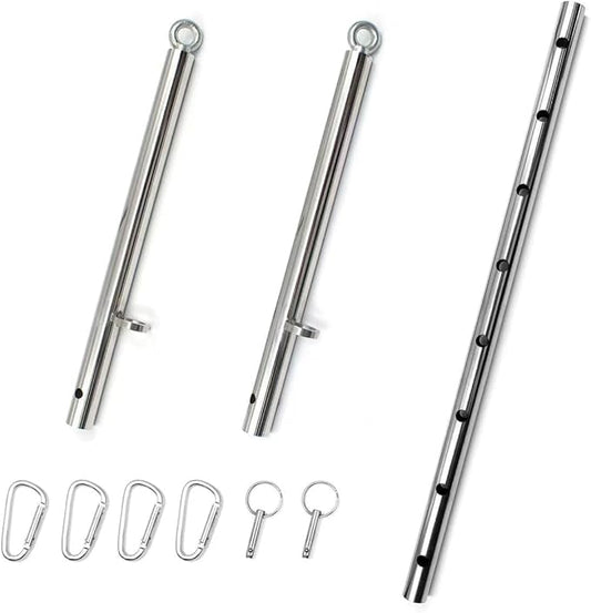 Silver Pilates Spreader Bar 4 Rings,