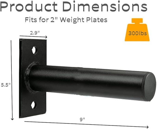 Weight Plate Holder, Steel Wall Mounted Weight Plate Rack Storage for 2" Weight Plate, Mounting Hardware Included