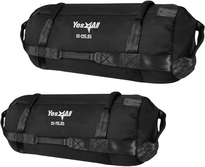 Yes4All Sandbags for Working Out, Adjustable Sand Bags for Weight Training with Handles, Multiple Colors & Sizes 5-200lbs