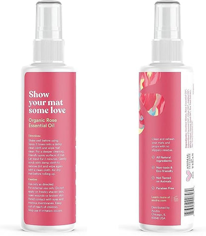 ASUTRA Yoga Mat Cleaner Spray (Soothing Sweet Rose), 4 fl oz - No Slippery Residue, Organic Essential Oils, Deep-Cleansing for Fitness Gear & Gym Equipment, Microfiber Towel Included