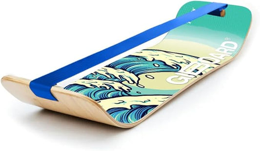 GIBBON GiBoard Balance Board for Adults & Kids - Slackline Workout Equipment Home Gym Training - Wooden Wobble Board Balance Trainer - Standing Desk Exercise - Yoga, Agility, Pilates, Core, Snowboard