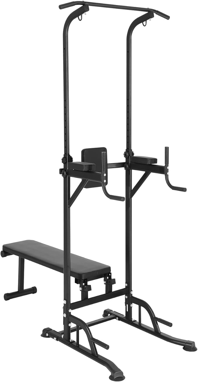VEVOR Power Tower with Bench 10-Level Height 440LBS