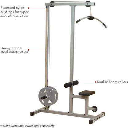 Powerline by Body-Solid (PLM180X) LAT Pull Down Machine - Home Gym with High & Low Pulleys, Heavy Gauge Steel Construction, Includes LAT and Low Row Bars