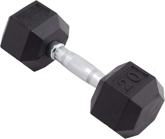 Body Sport Rubber Encased Hex Dumbbell Weight, Single – Dumbbells for Exercises – Strength Training Equipment – Home Gym Accessories – Weight Training