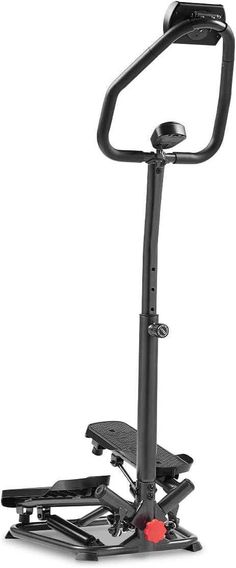 Sunny Health & Fitness Steppers for Exercise at Home Exercising Workout Cardio Climber Thigh Space Squat Twist Stepper Advanced Twisted Resistance Band Step with Optional Free SunnyFit App Connection