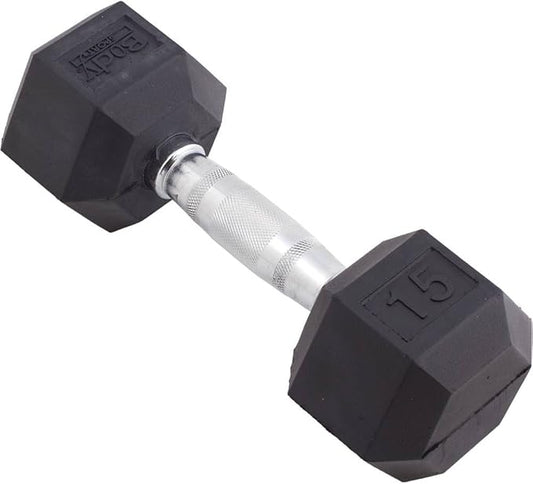 Body Sport Rubber Encased Hex Dumbbell Weight, Single – Dumbbells for Exercises – Strength Training Equipment – Home Gym Accessories – Weight Training