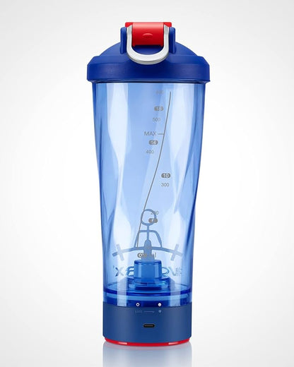 VOLTRX Electric Shaker Bottle - VortexBoost Portable USB C Rechargeable Protein Shake Mixer, Shaker Cups for Protein Shakes, BPA Free, Waterproof, Colored Light Base, 24 oz (Power Blue)