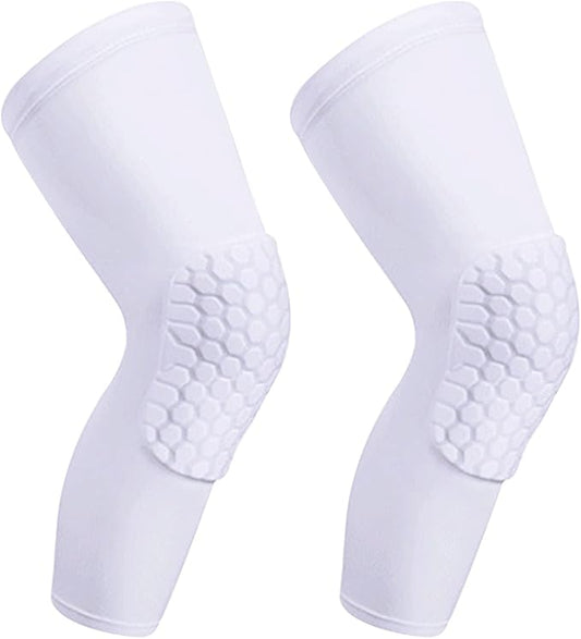 Laiiqi Compression Knee Pads Leg Sleeve, Hex Knee Pads for Basketball Honeycomb Anti Collision Knee Pads Long Kneepads Non-Slip Football Knee Pads for Youth Adult