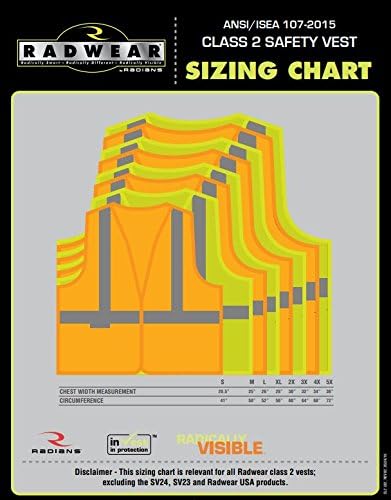 Radians SV65 Heavy Duty Surveyors Safety Vest with Zipper, Large Plan Pocket, Hi-Viz Green or Hi-Viz Orange