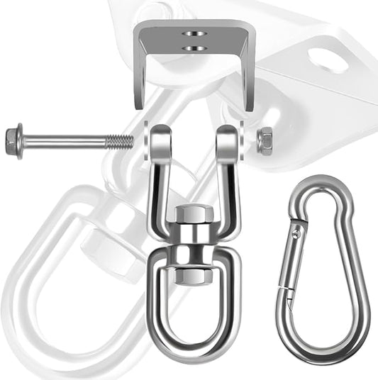 2 Pack Hammock Hanging Kit, Hanging Chair Hardware 360°Rotating Hammock Hooks Heavy Duty, Hammock Chair Hanging Kit & Swing Ceiling Hook Snap for Hammock Chair,Heavy Bag,Seat,Yoga,Gym,1200 lb Capacity