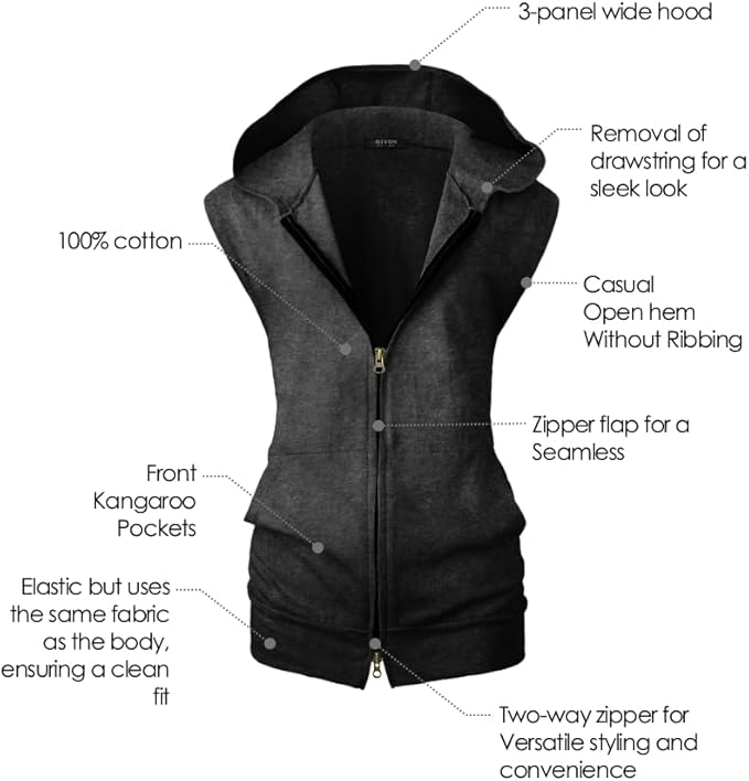 GIVON Women's Lightweight Hooded Vest Sleeveless 1/4 Zip Pullover Casual Hoodie Sweatshirt with Pockets