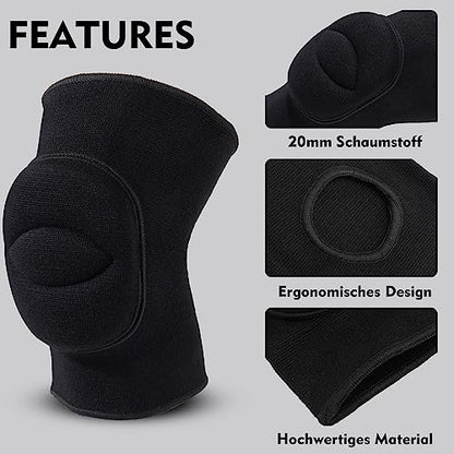 Knee Pads Volleyball Girls Kids Youth Women Men 7.8" Thick Padded Dance Knee Pad Soft Stretchy Knee Brace Breathable Knee Protector for Basketball Football Wrestling Pole Dance Yoga Knee Sleeve 1 Pair
