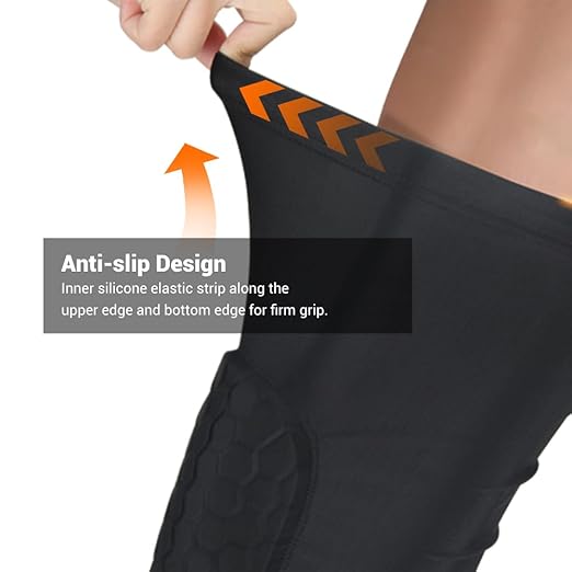 PISIQI Knee Pads Compression Pads Long Leg Sleeve Collision Avoidance Brace Protection Knee Sleeve for Basketball Football Volleyball Cycling (1 Pair)