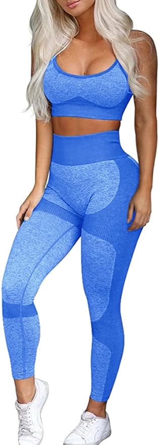OLCHEE Women’s Workout Sets 2 Piece - Seamless Yoga Leggings and Cross-Strap Sports Bra Gym Outfits Activewear Matching Set