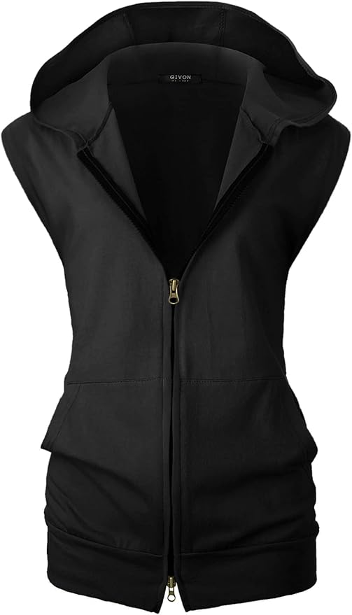 GIVON Women's Lightweight Hooded Vest Sleeveless 1/4 Zip Pullover Casual Hoodie Sweatshirt with Pockets