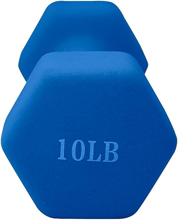 Weights Dumbbells set of 2 Fitness for Man Woman Home Gym Health Exercise 10LB Blue Rubber Hex Dumb Bells